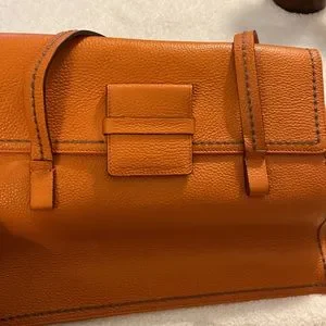 Bags | Plinio Visona Orange Leather Handbag | Poshmark